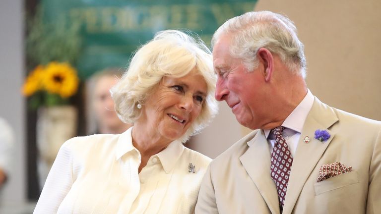 Duchess Camilla wears Prince Charles' clothing