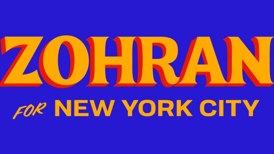 Stylised lettering reading &quot;Zohran New York City&quot;