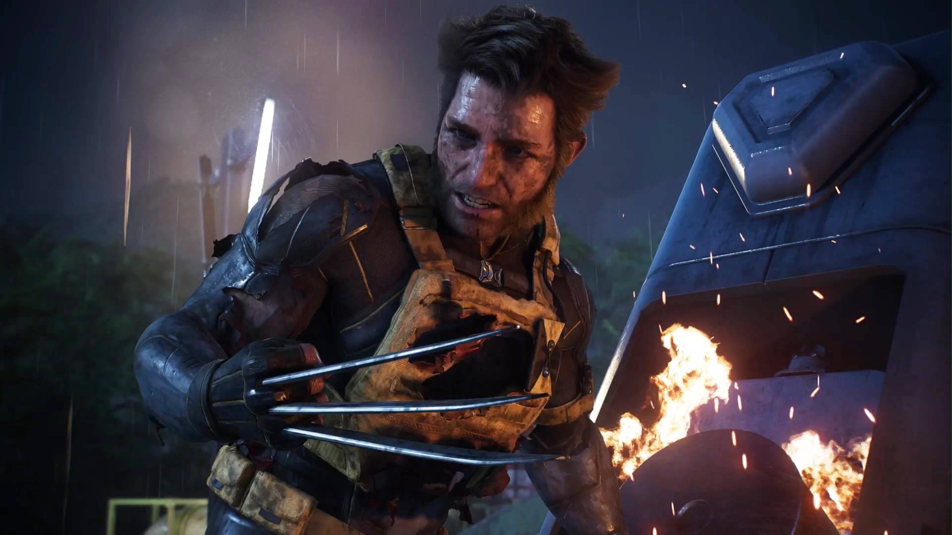 Marvel's Wolverine - Wolverine with claws out after destroying a sentry turret