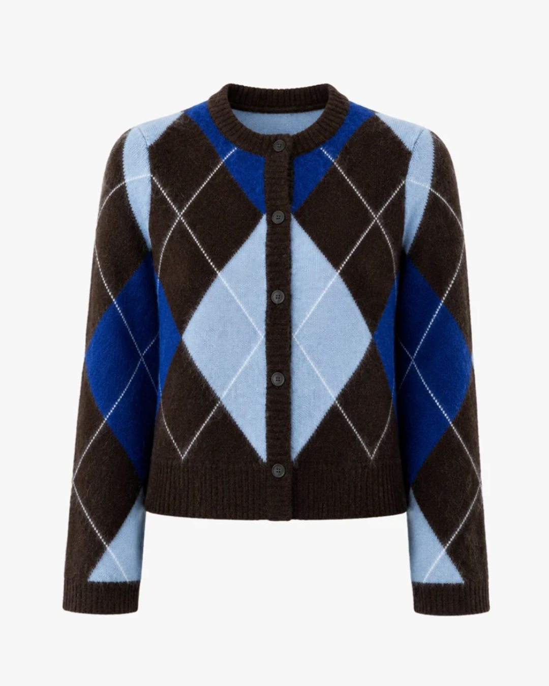 Blue and Brown knitted argyle cardigan