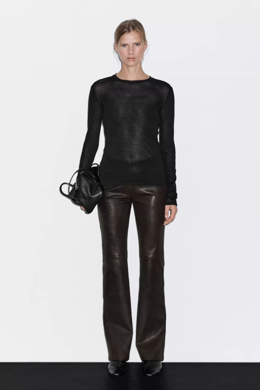 Massimo Dutti Nappa Leather Leggings