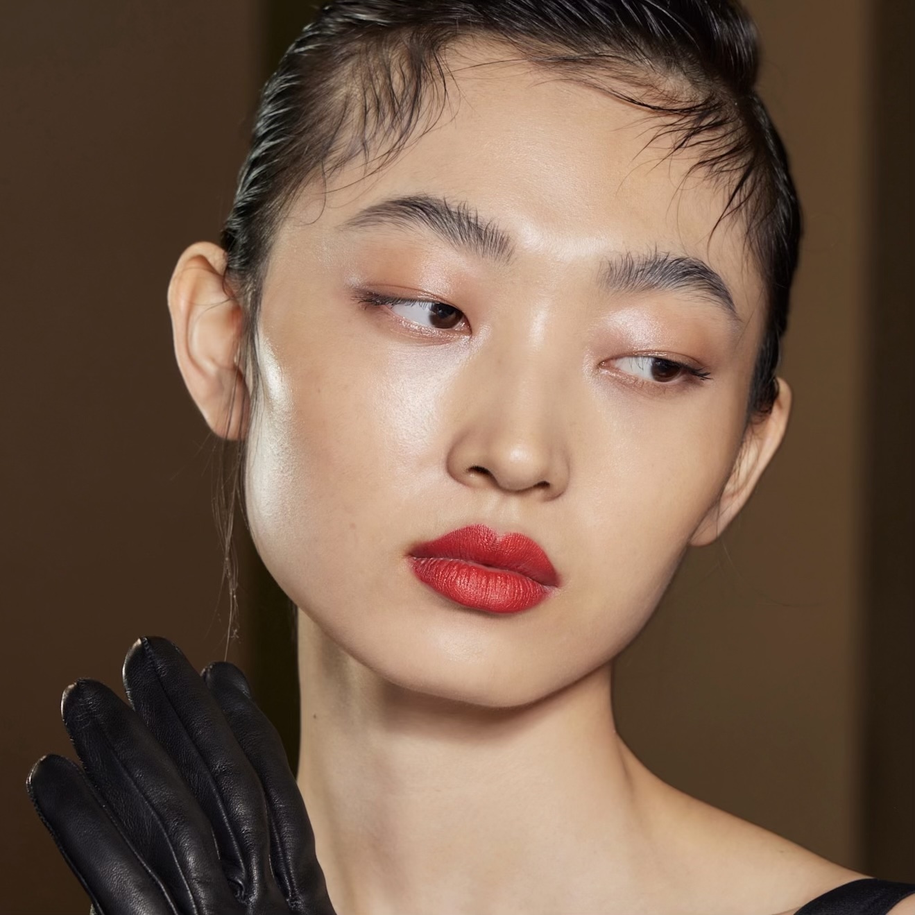 red lips on a model
