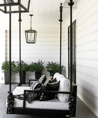 relaxing porch swing monochrome colors