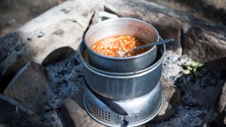 Baked beans on Camping Kitchen