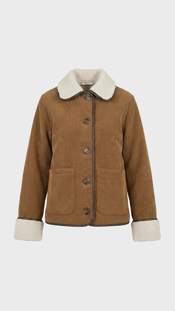 Barbour Penny Fleece Casual Jacket - Tan/ecru