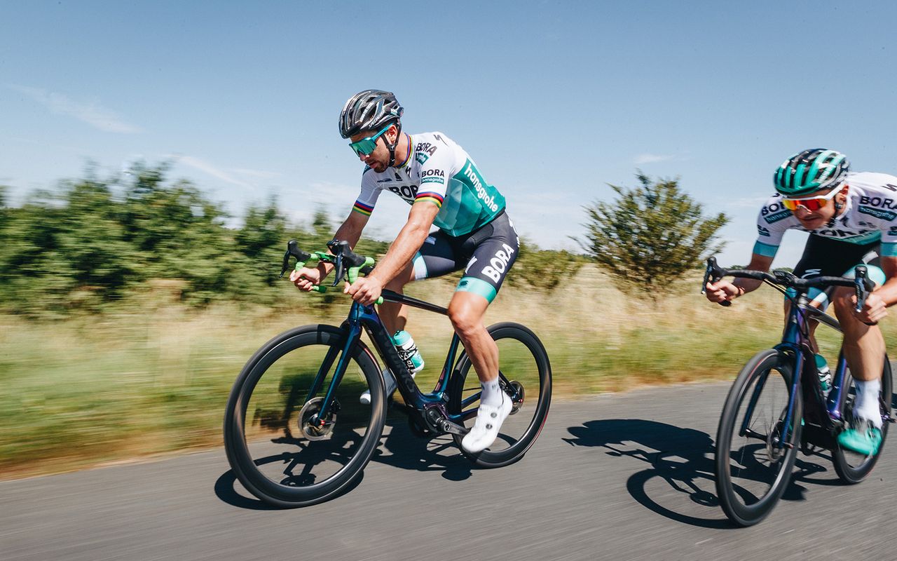 Peter Sagan (Bora-hansgrohe) on the new e-bike