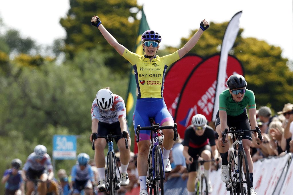 Ruby Roseman-Gannon wins the 2023 Women&#039;s Elite Citroen Bay Crits at Eastern Gardens Geelong on Monday, Jan 2, 2023.(Photo by Con CHRONIS)