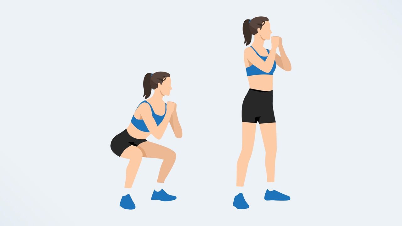 an illo of a woman doing a squat