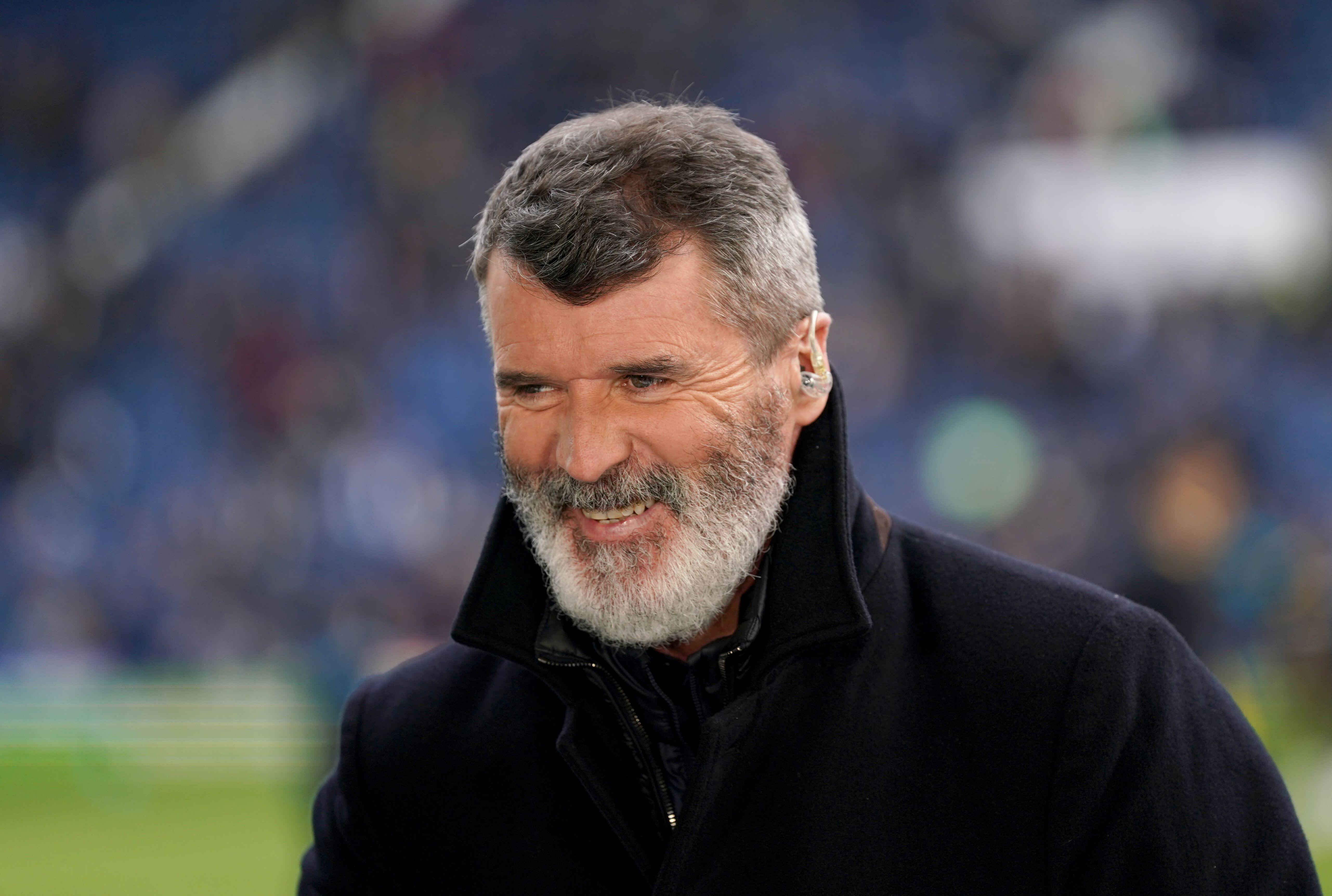 Roy Keane during an ITV broadcast, January 2024 Manchester United legend laughing