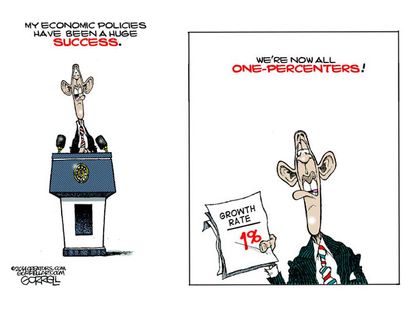 Political cartoon Obama economic growth