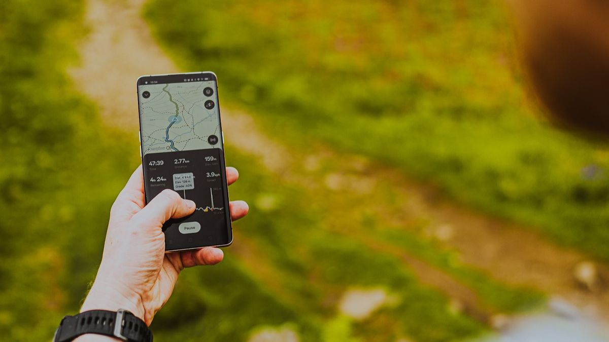 Hiker looking AllTrails on their phone