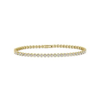 the diamond store, 1ct Lab Diamond Tennis Bracelet Rub Over Style in 18K Gold Vermeil