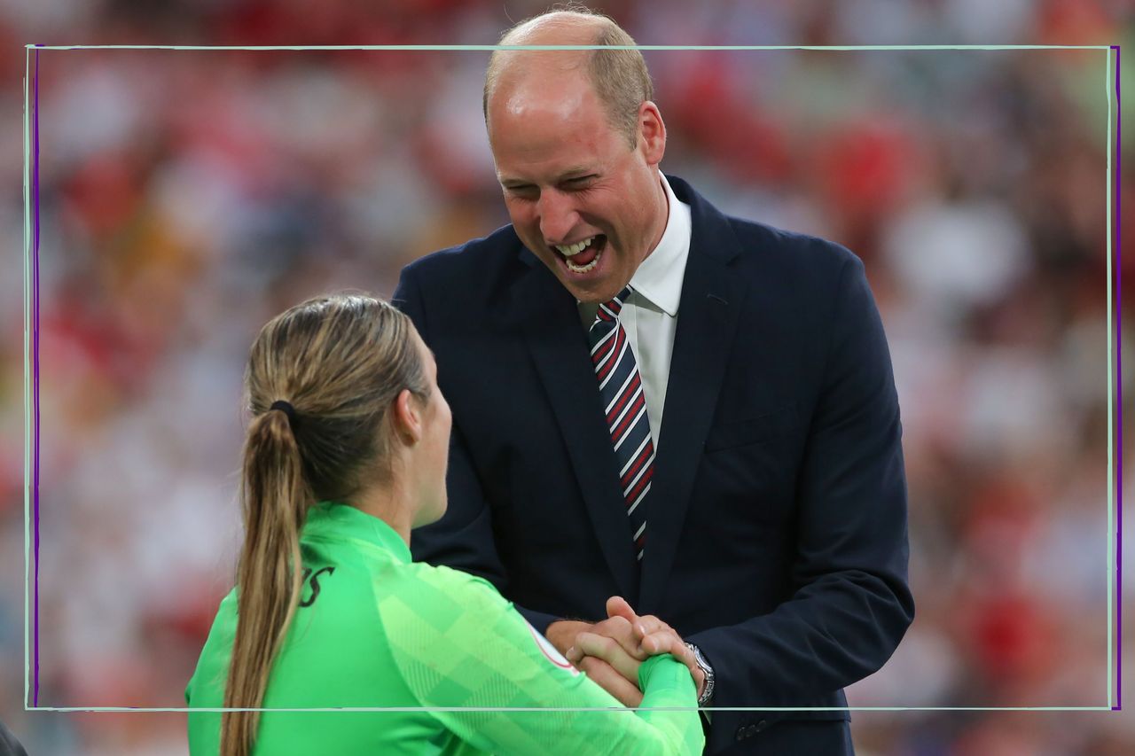 Prince William’s supportive gesture to England team revealed, seen here talking with Mary Earps of England following the UEFA Women&#039;s Euro England 2022 final match