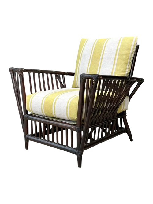Rattan Lounge Chair in Ralph Lauren Cabana Stripe