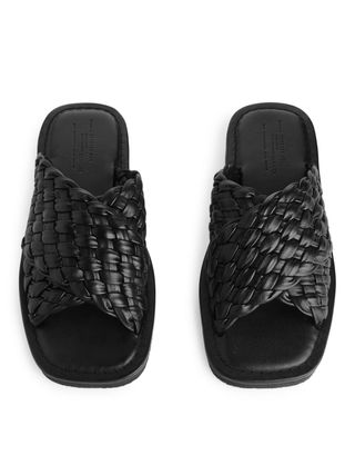 Woven Leather Slides