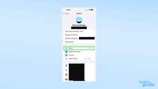 A screenshot of the iOS 16.2 Settings app, showing the Apple ID menu
