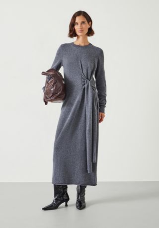 Tilly Tie Waist Merino Wool Midi Dress