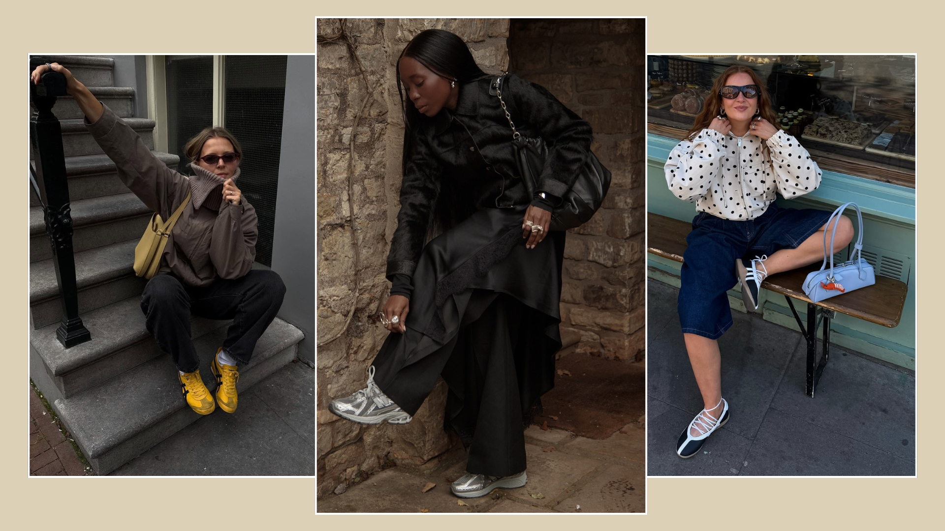 Three fashion people have swapped their dated trainers trends winter 2025 for trendier pairs.