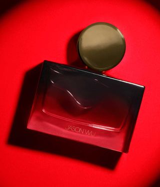 Red glass perfume bottle