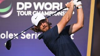 Tommy Fleetwood takes a shot during the DP World Tour Championship