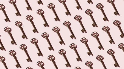 UK mortgages, Repeated old keys on pink background