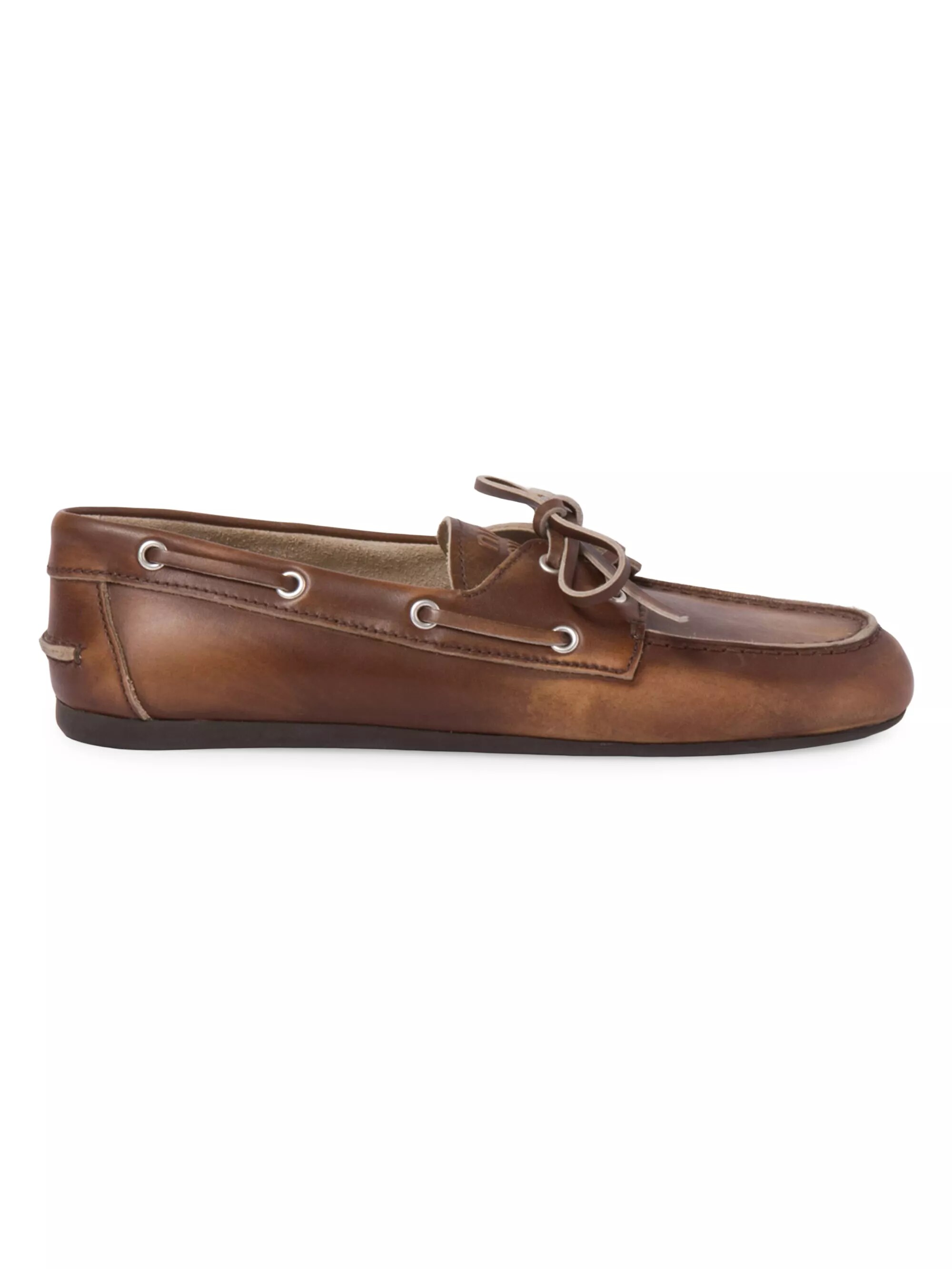 Unlined Bleached Leather Boat Shoes