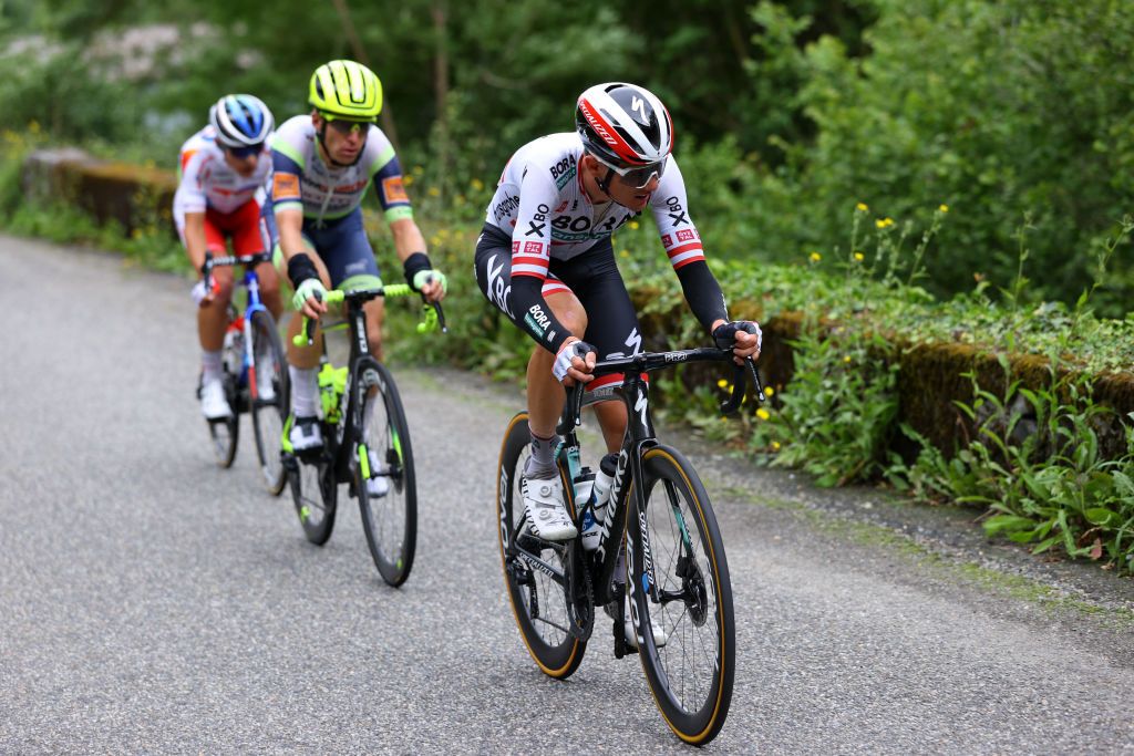 SAINTGAUDENS FRANCE JULY 13 Patrick Konrad of Austria and Team BORA Hansgrohe in breakaway during the 108th Tour de France 2021 Stage 16 a 169km stage from Pas de la Casa to SaintGaudens LeTour TDF2021 on July 13 2021 in SaintGaudens France Photo by Tim de WaeleGetty Images