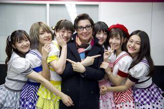 Sue and pop group Tornado in Japan With Sue Perkins