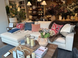 pottery barn sofa in a pottery barn store