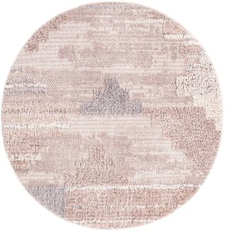 a textured round rug