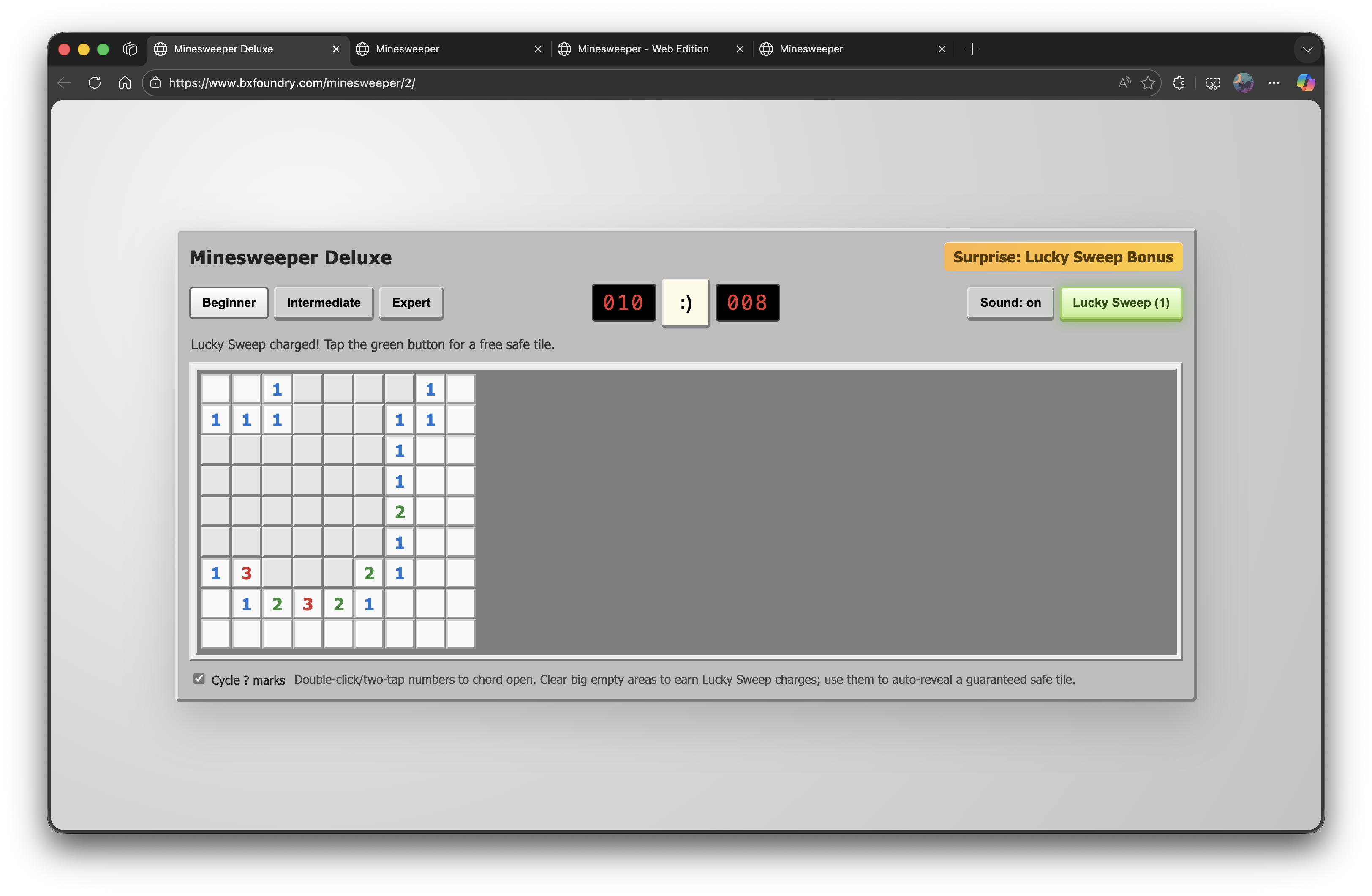 Minesweeper clone built by OpenAI Codex, running on desktop