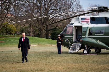 President Trump and his helicopter.