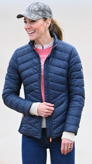 Catherine, Princess of Wales smiles on West Sands beach after taking part in a land yachting session on May 26, 2021