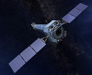 Artist's illustration of Chandra X-ray Observatory, which launched to Earth orbit in 1999. The space telescope entered a protective safe mode on Oct. 10, 2018, possibly because of a gyroscope issue.