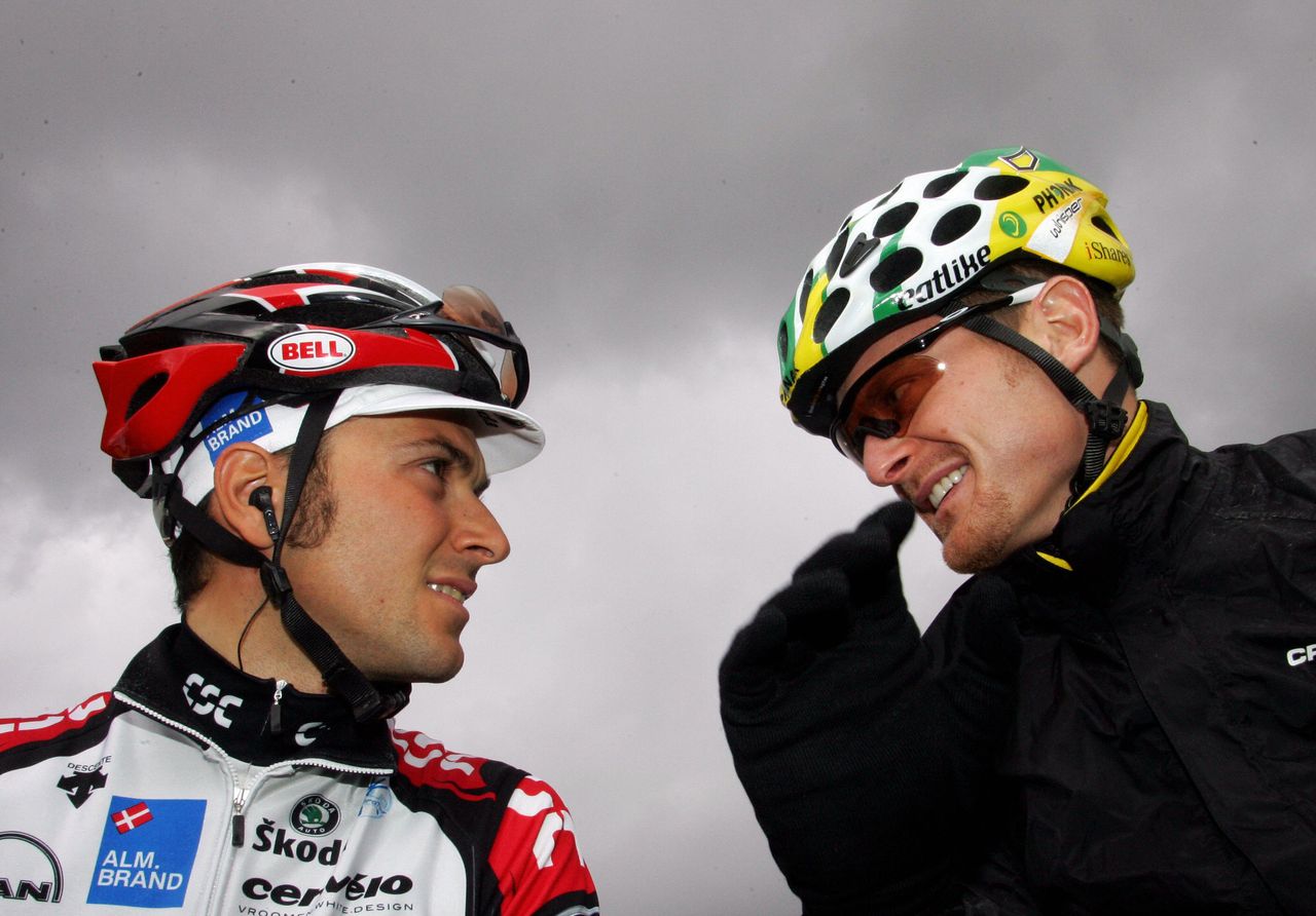 Ivan Basso and Floyd Landis at Criterium International in 2006.