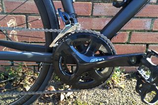 Image shows Shimano Sora chainset fitted to a Triban RC500 hybrid bike