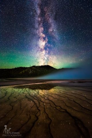 Milky Way from Grand Prismatic Springs in Yellowstone National Park