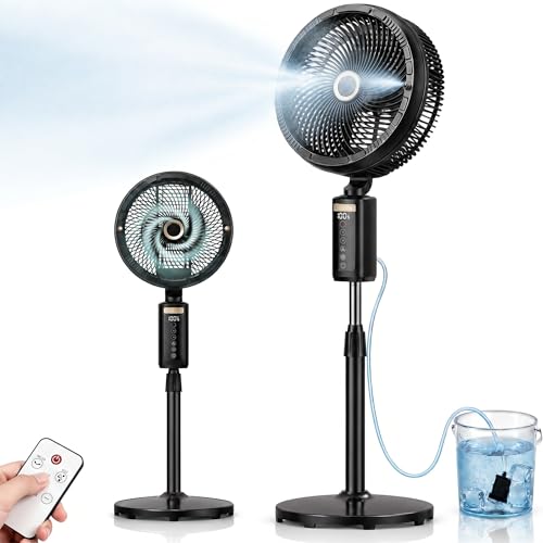 Ausic Outdoor Misting Fan for Patio, 30000mah Rechargeable Oscillating Fan