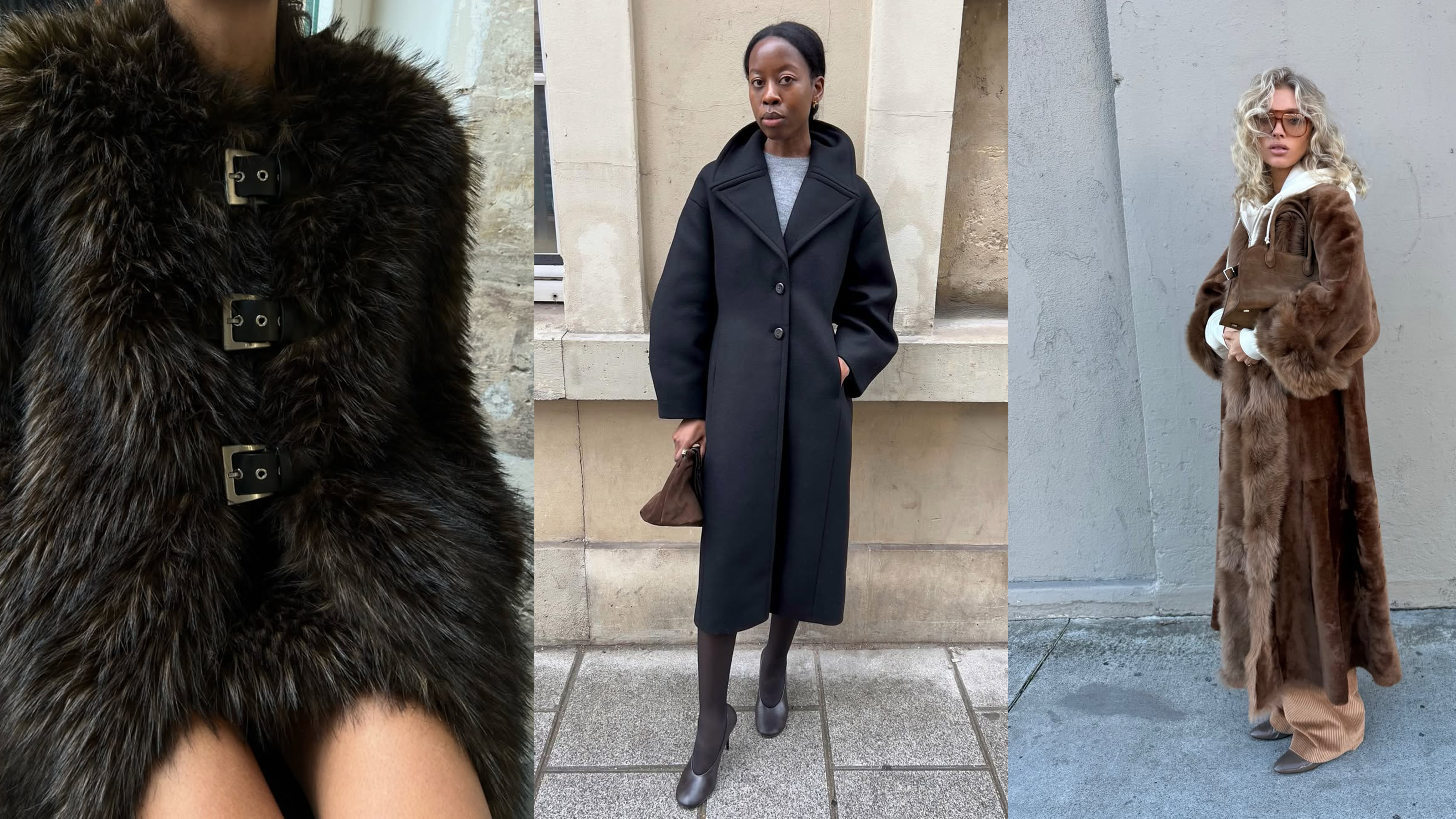 Influencer and brand images featuring the best coat brands of 2025.