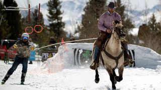 And equine skjoring event in Leadville Colorado