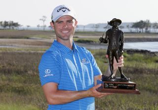 Wesley Bryan with the trophy after winning the 2017 RBC Heritage