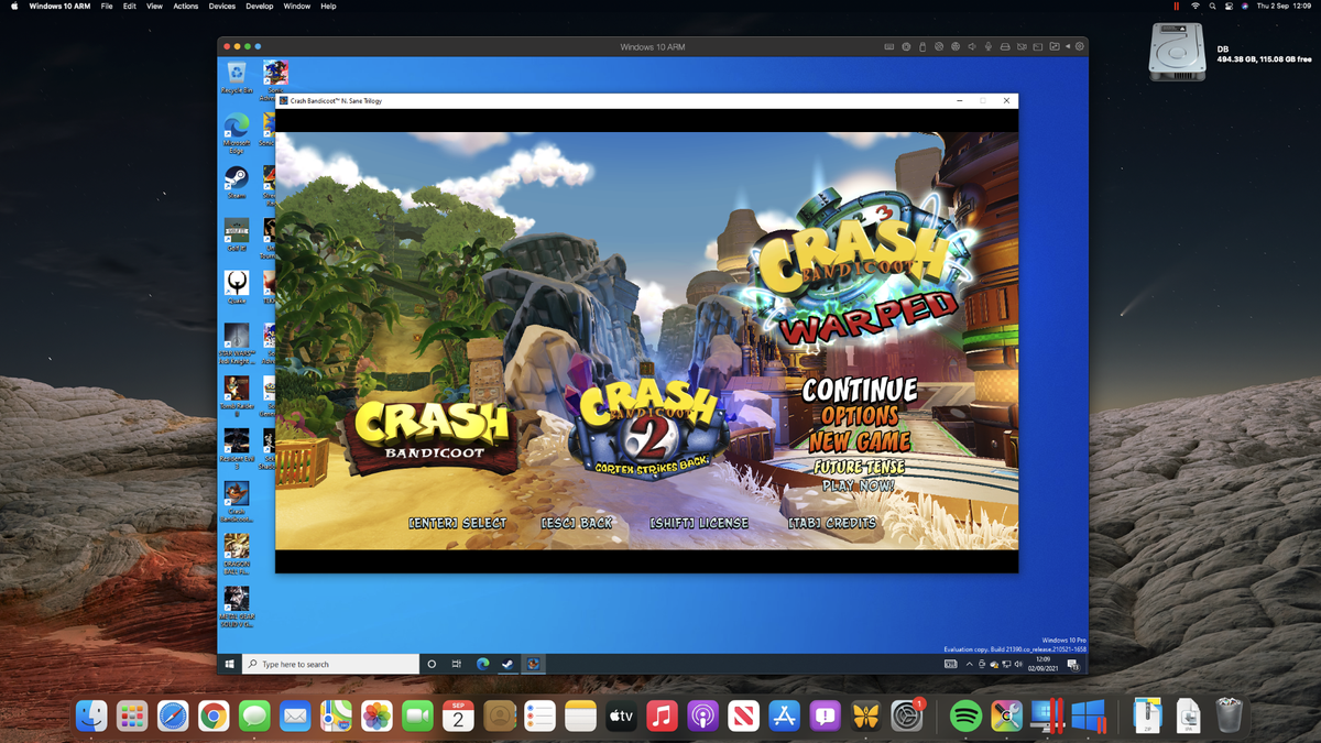 Crash Bandicoot: N. Sane Trilogy on an M1 Mac mini through Steam