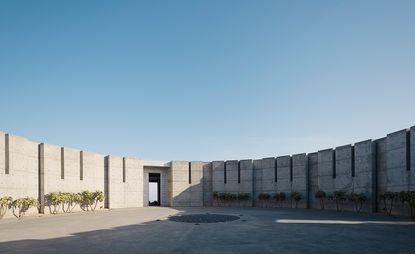 The oval courtyard and parking space of the iD Group