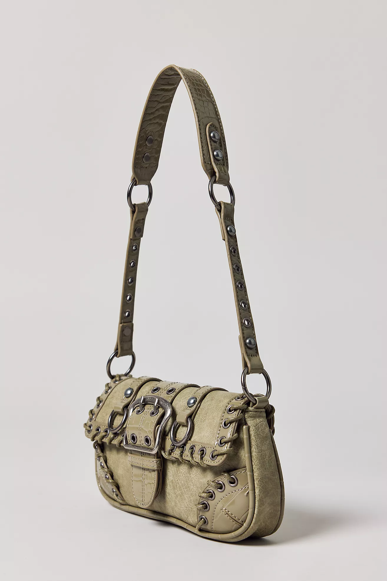 Silence + noise jade laced rivet bag