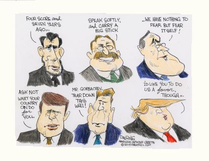 Political Cartoon U.S. Presidential Quotes Trump Do Us A Favor Though