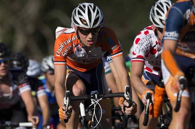 Jack Haig (Huon Salmon-Genesys) sat safely in the bunch and was protected by his teammates throughout the stage