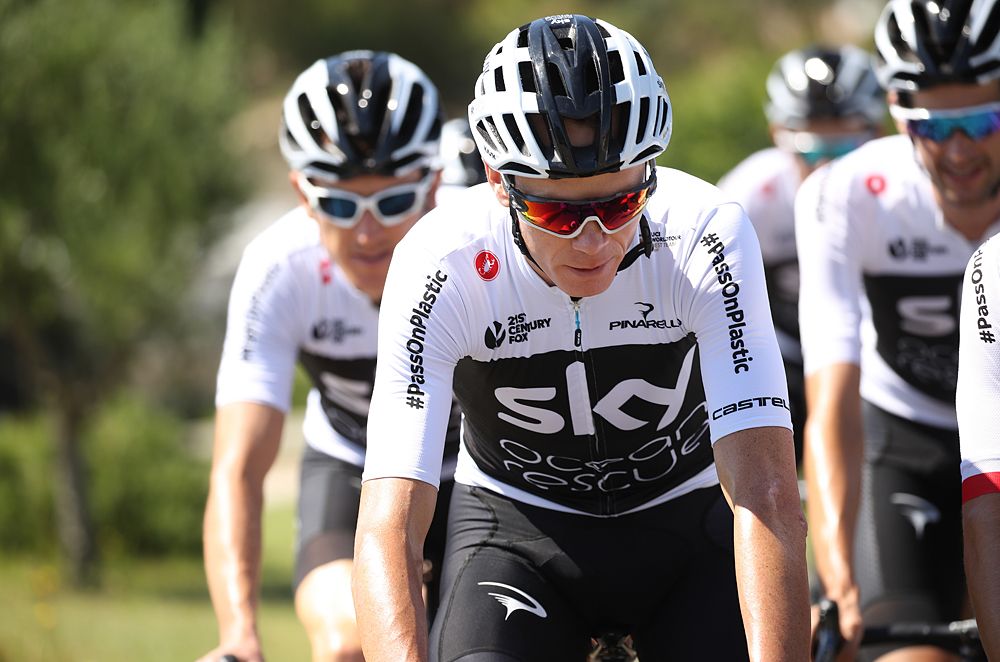Chris Froome (Team Sky) spins out his legs on the rest day