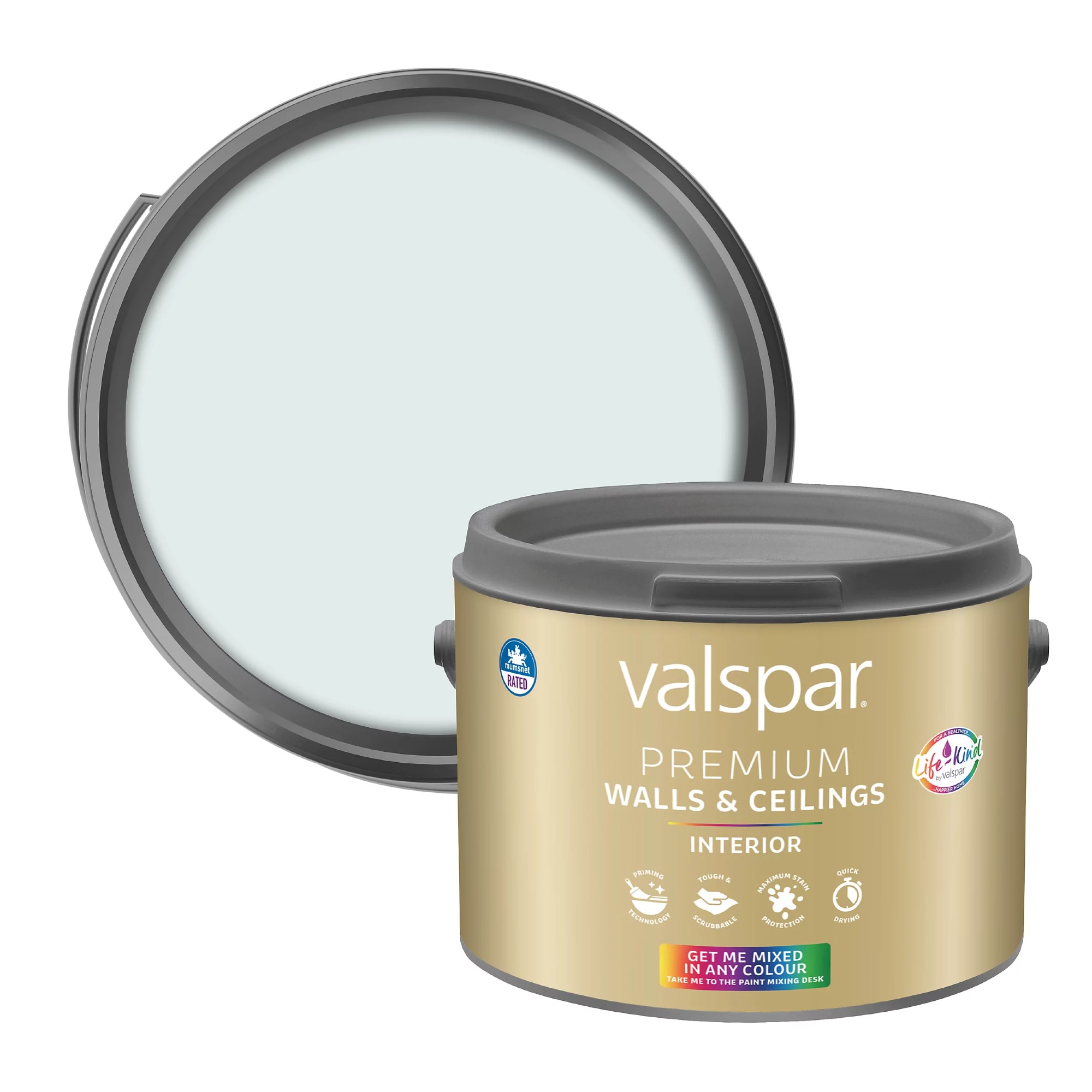 Valspar Premium Walls &amp;amp; Ceilings Interior Matt Emulsion, Base A, 2.5L Blue Hoo W30a