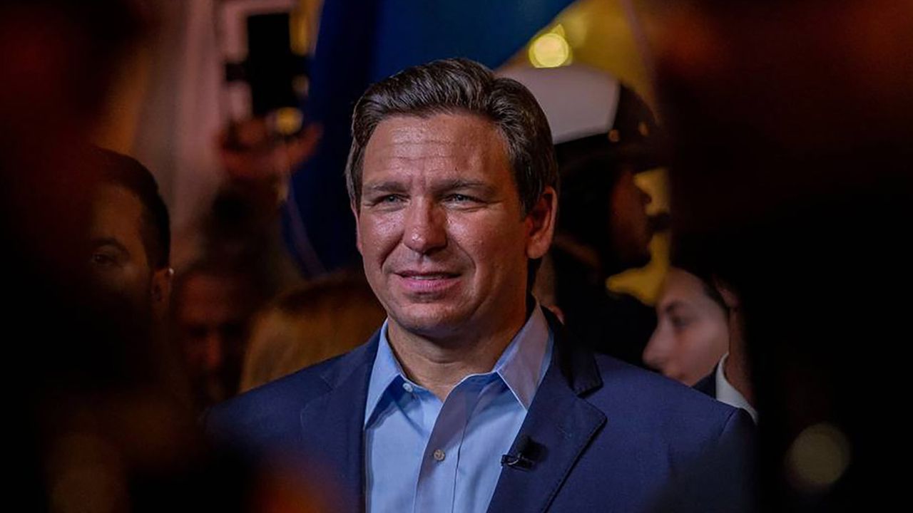 Florida governor Ron DeSantis at a town hall meeting in 2021