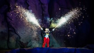 Mickey Mouse in Fantasmic show at Disneyland